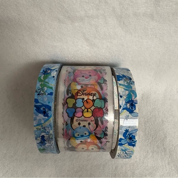 Set of 3 STITCH Plastic Tape Rolls Tsum Tsum Wide Clear Tape Disney Japan - Picture 3 of 8
